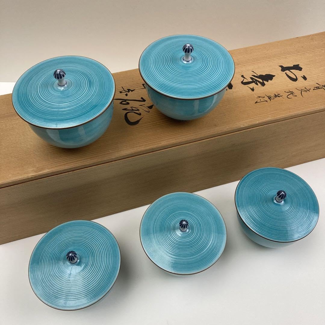 Amazon.co.jp: 平安 松峰造 淡青交地 蓋茶碗 茶碗 お茶 京都 京焼 松峰